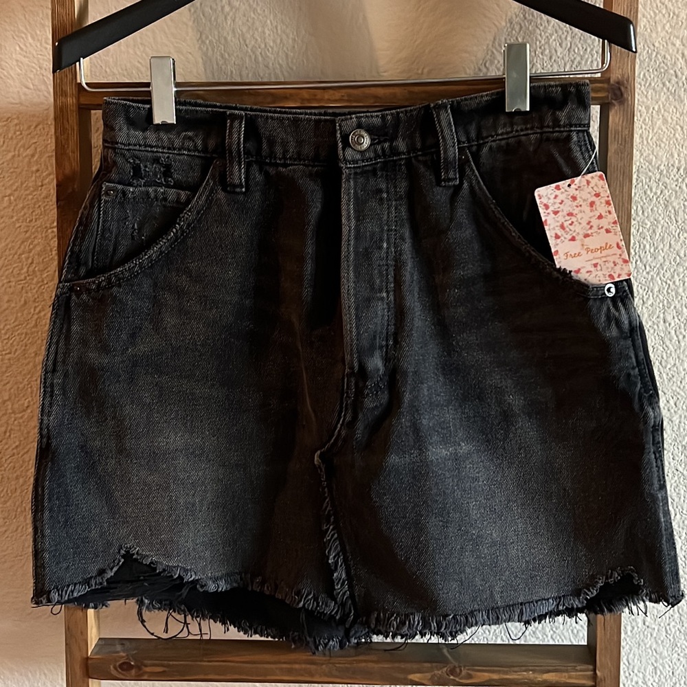 FreePeople black denim skirt